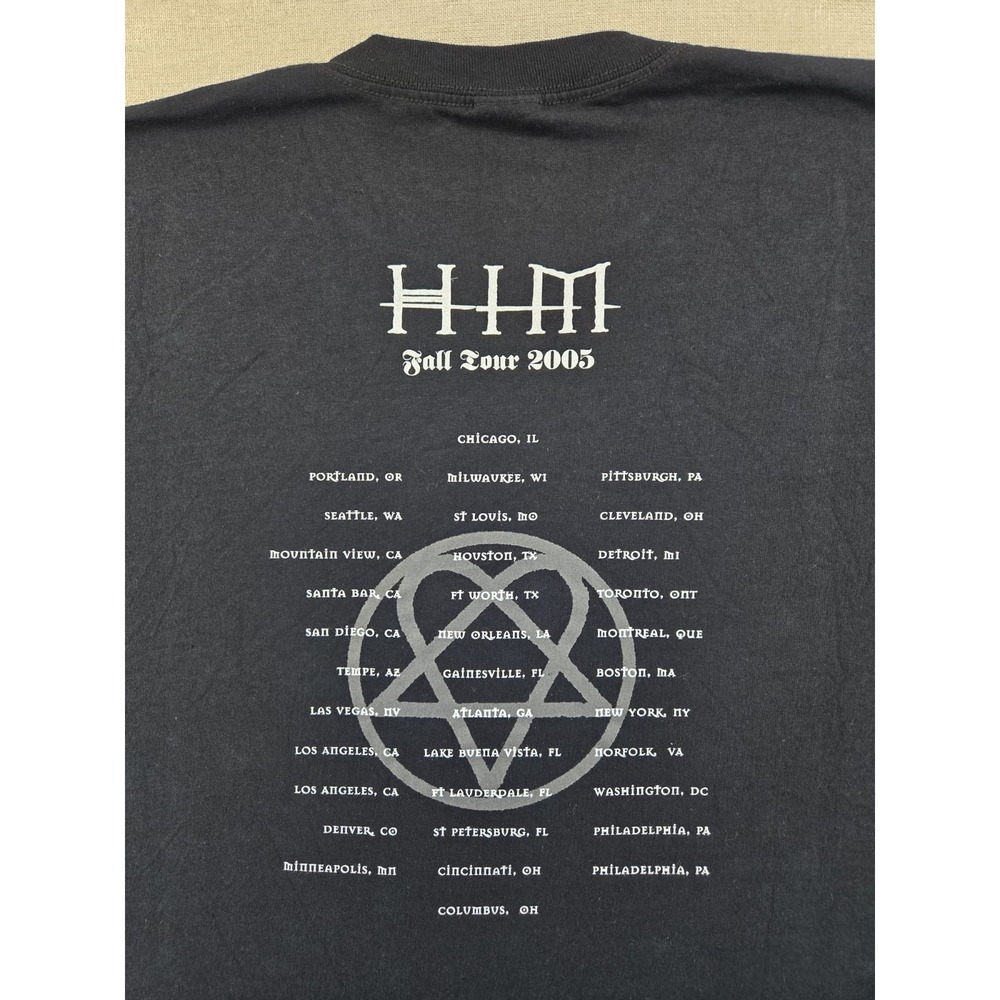 VTG HIM 2005 Fall Tour t Shirt Mens 2x Bam Magera Finnish Gothic ROCK METAL - Picture 8 of 8